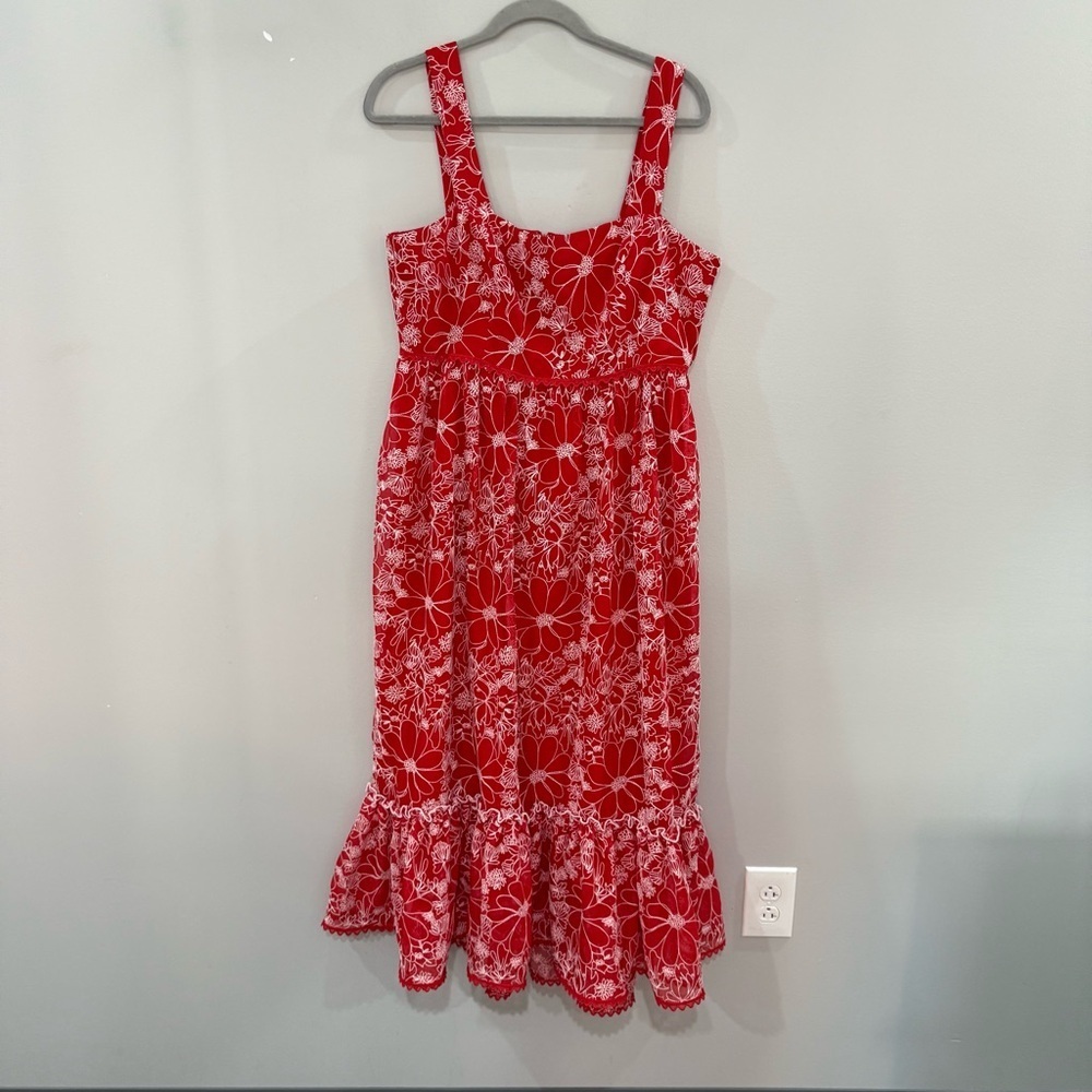 Anthropologie Sachin & Babi Dress Embroidered Floral Maxi in Red - Picture 5 of 9